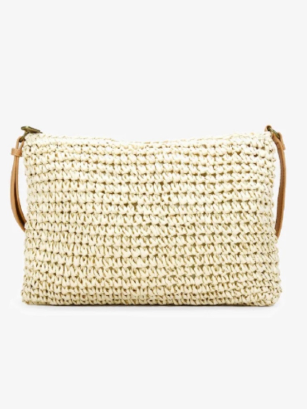 New Liz Claiborne Cream Woven Crossbody with Tan Strap